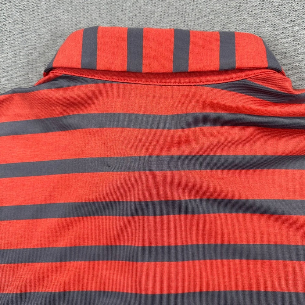 Under Armour Playoff Polo Shirt Mens L Orange Grey Striped Golf Short Sleeve - Picture 8 of 9